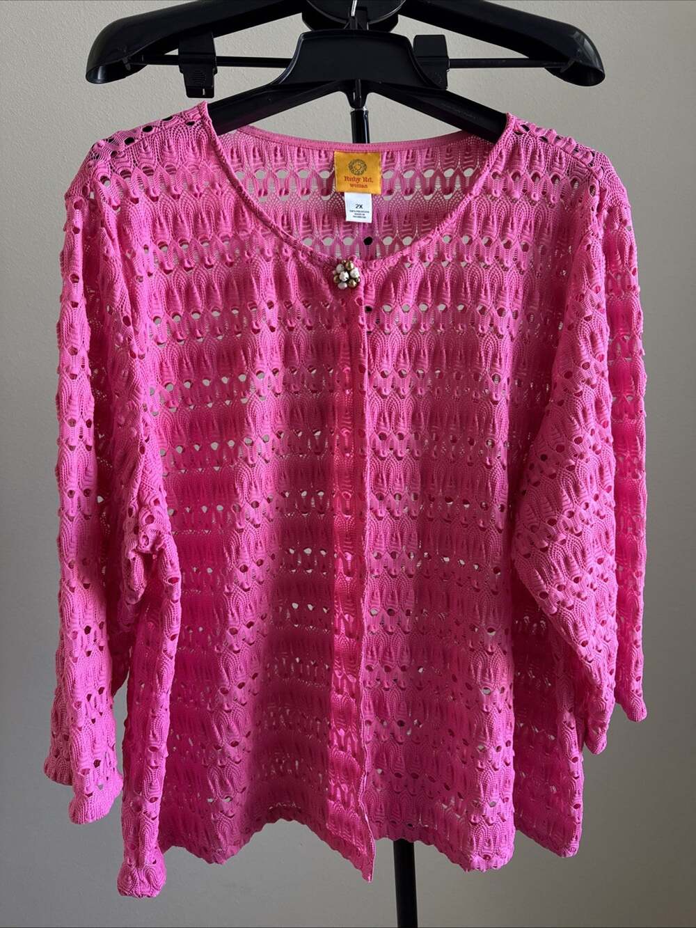 Ruby Rd. Pink Cover-up Cardigan Size 2XL Long Sleeve Lightweight